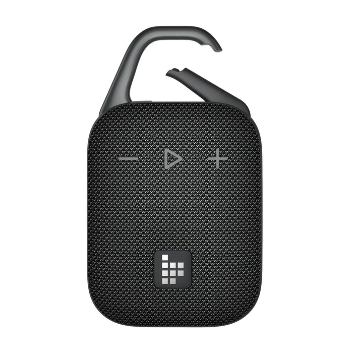 Black Bluetooth speaker with deep bass