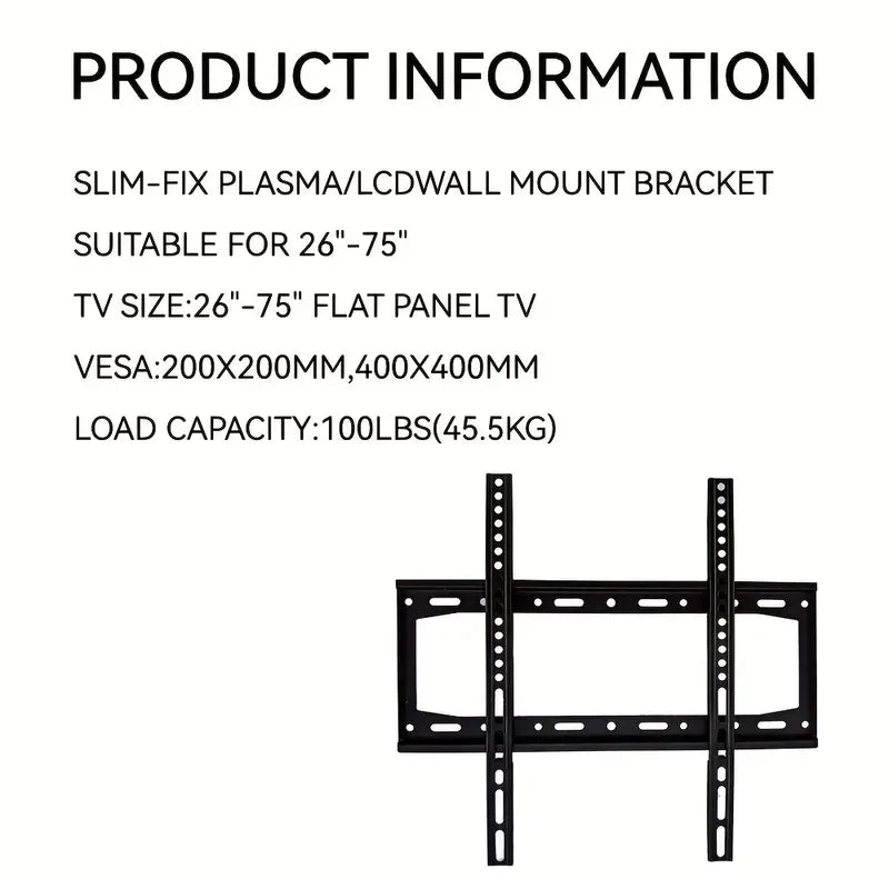 Ultra-slim fixed wall mount for 26–75 inch TVs