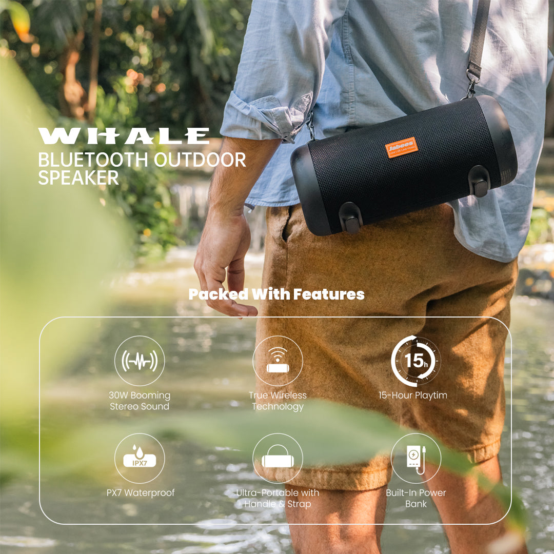 Jabees WHALE outdoor Bluetooth speaker with shoulder strap