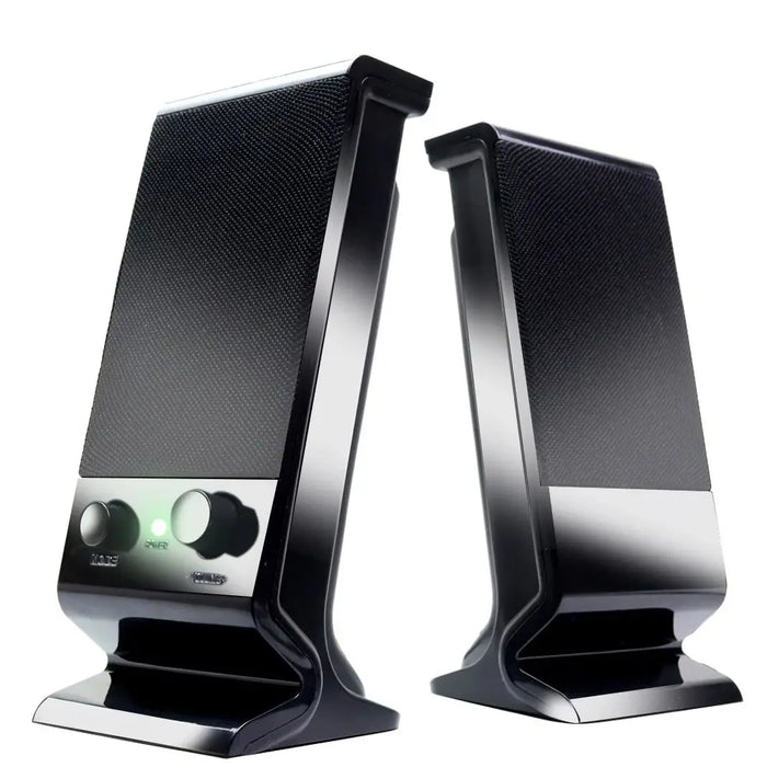 Black compact USB laptop speakers with volume control
