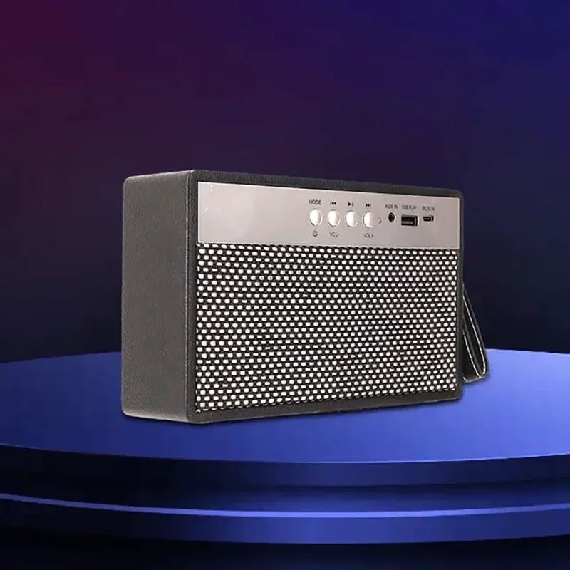 Mini-enceinte Bluetooth portable au fini rétro, noire