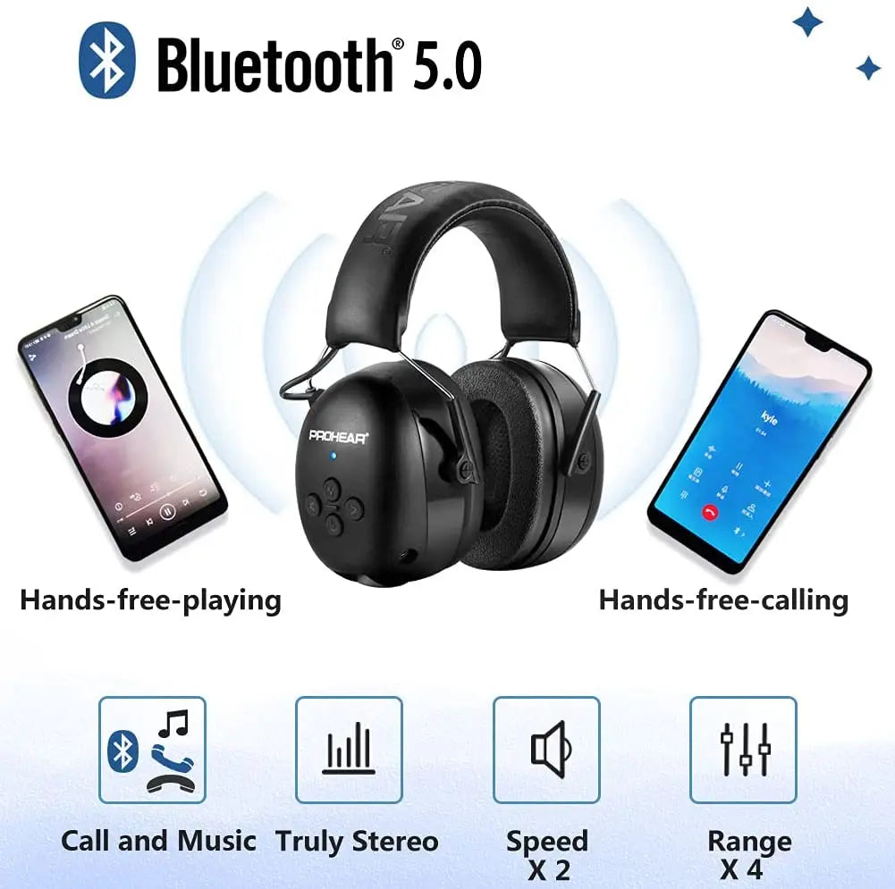 Casque antibruit électronique Bluetooth de protection auditive, noir