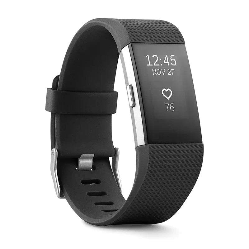 Black smart fitness band with heart rate monitor