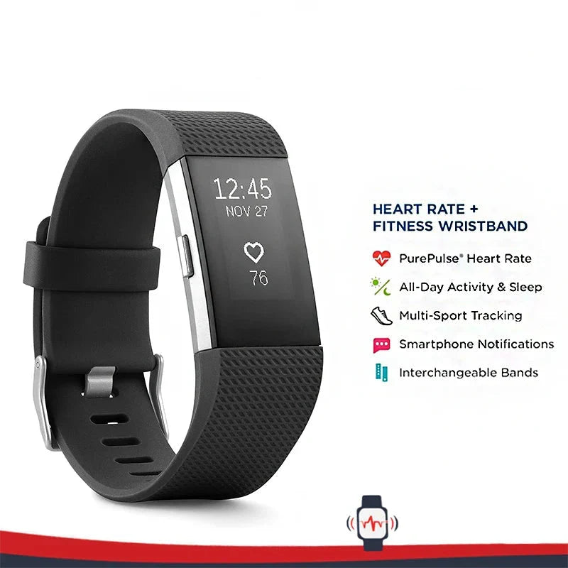 Black smart fitness band with heart rate monitor