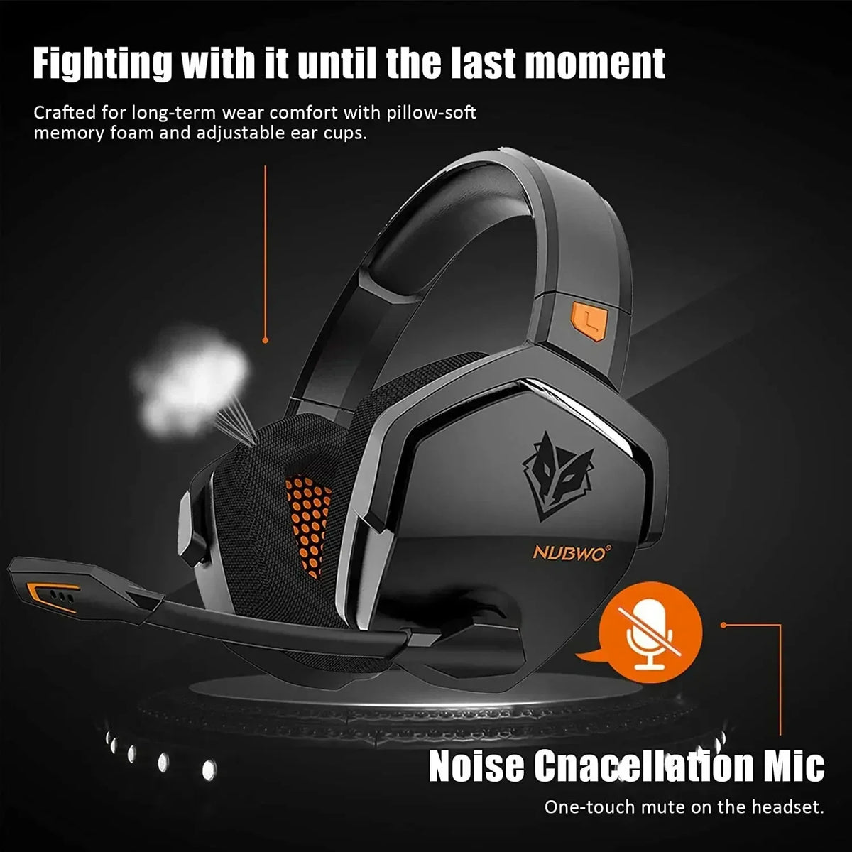 Casque de jeu sans fil à deux modes de connexion, orange