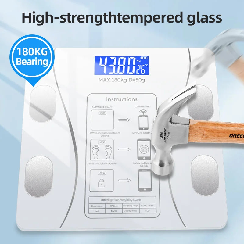 White smart Bluetooth body fat scale