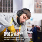 Yellow rechargeable noise-reducing earmuffs