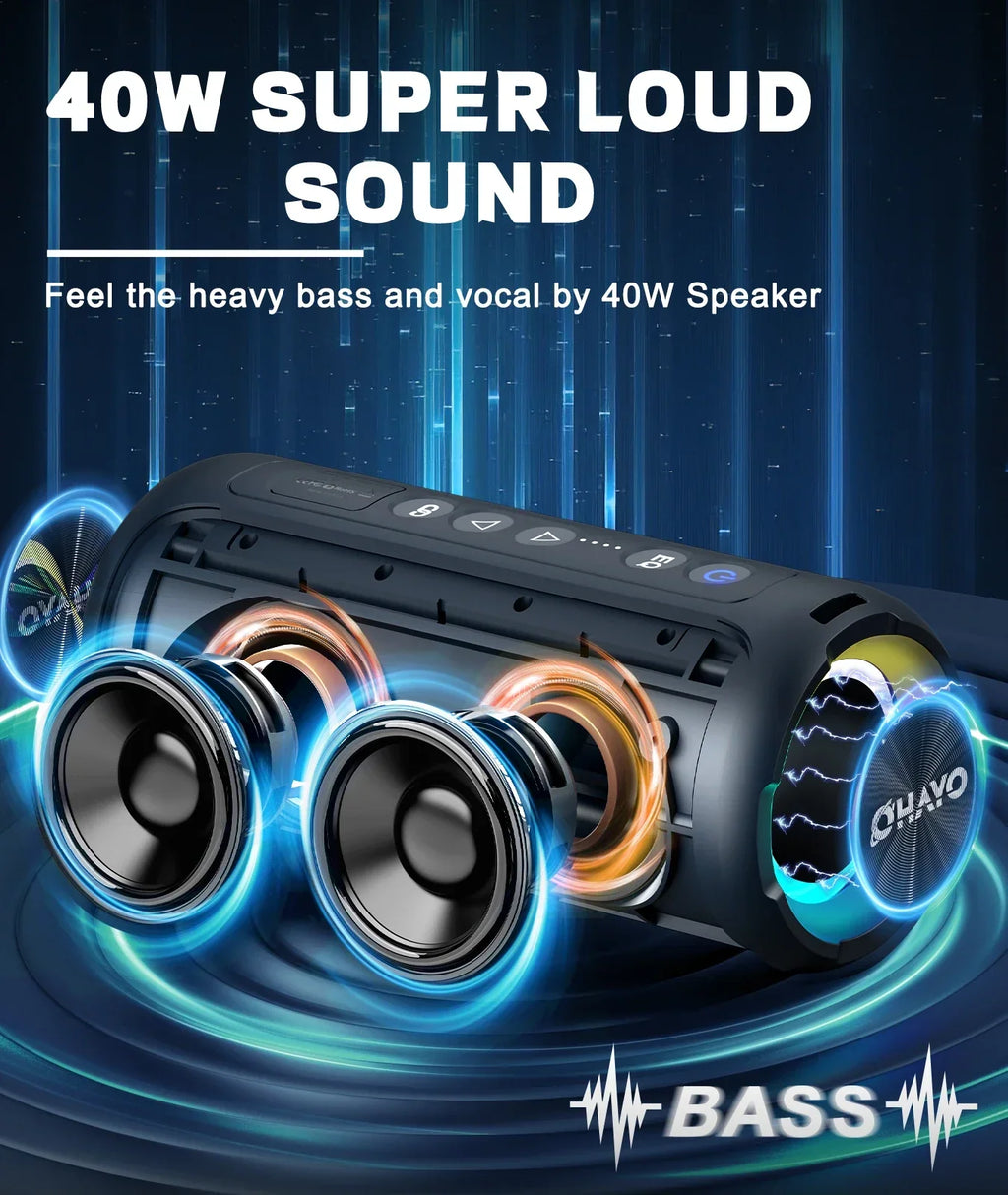 Black 40 W stereo Bluetooth speaker