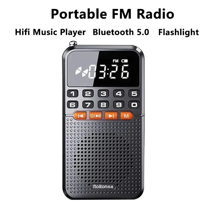 Black dual-antenna mini FM radio