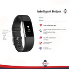 Black smart fitness band with heart rate monitor