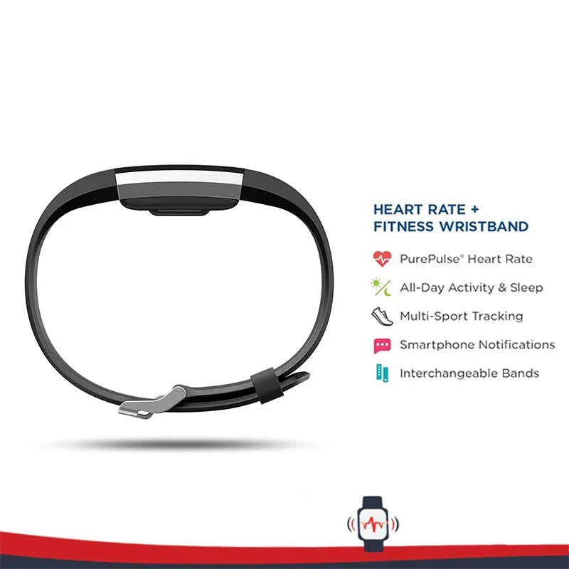 Black smart fitness band with heart rate monitor