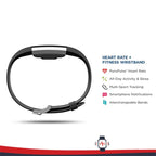 Black smart fitness band with heart rate monitor