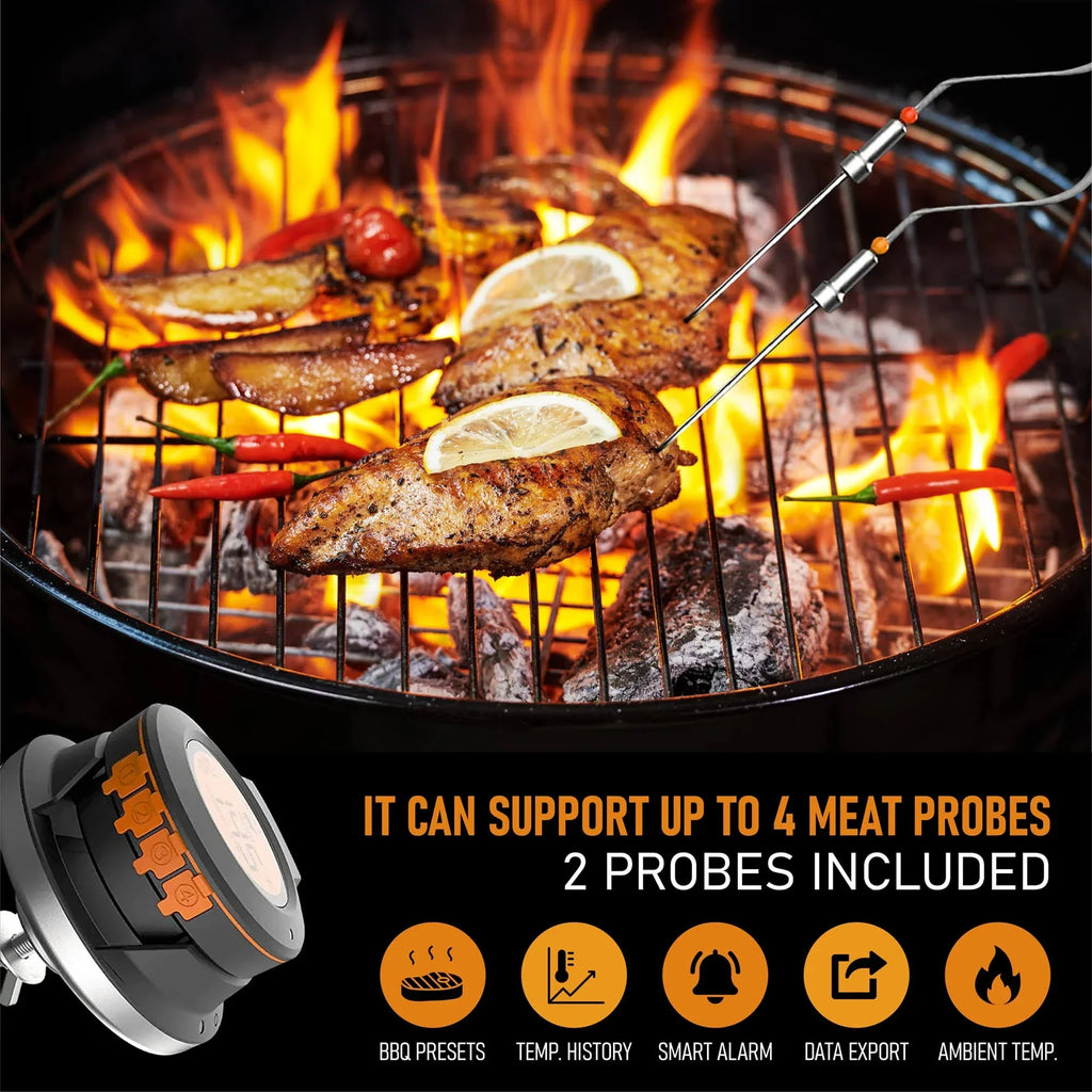 Thermomètre intelligent sans fil pour viande et barbecue, noir