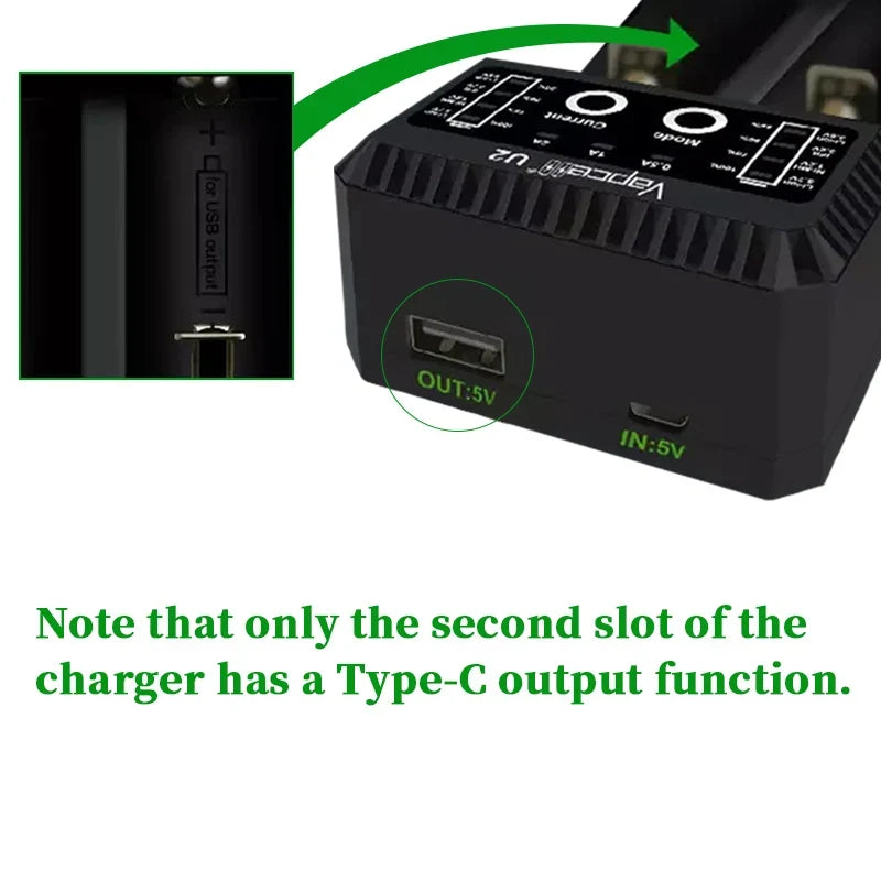 Mini chargeur USB intelligent Vapcell U2 de 2 A