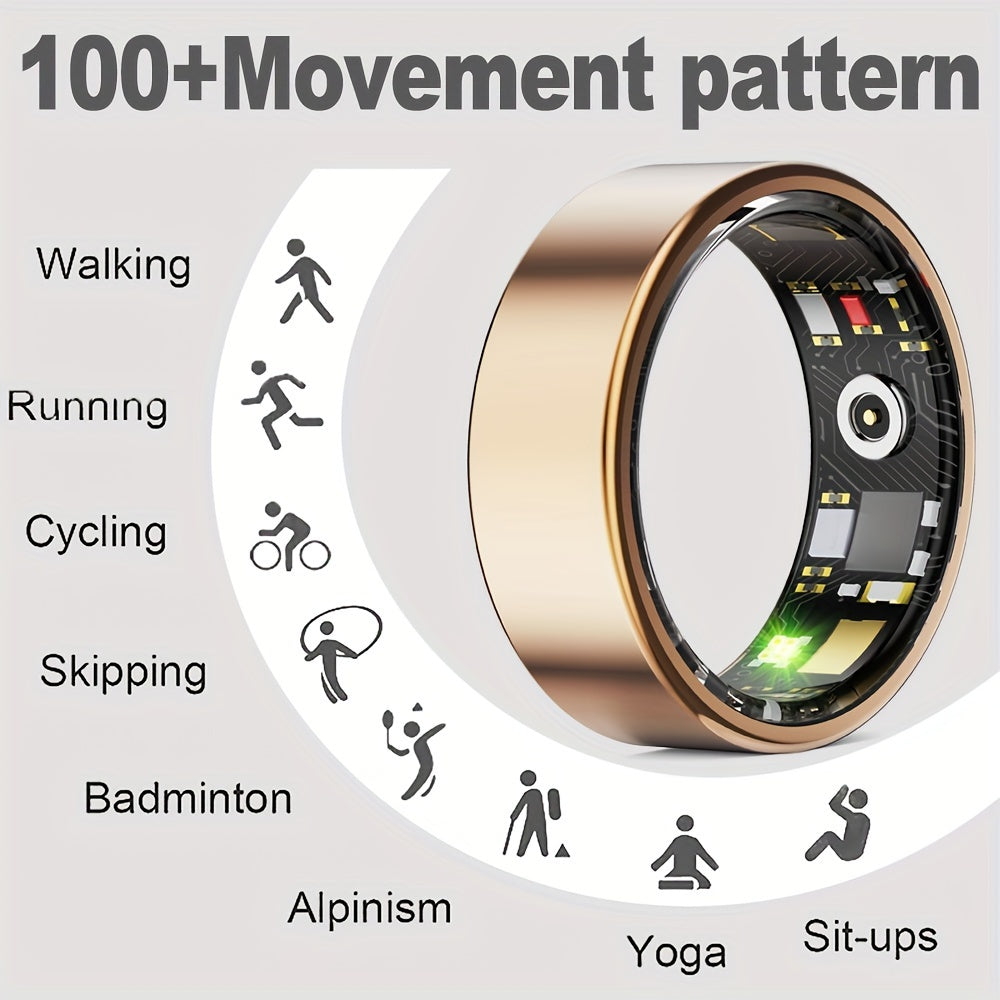 Bague connectée d’activité physique avec boîtier de charge, dorée