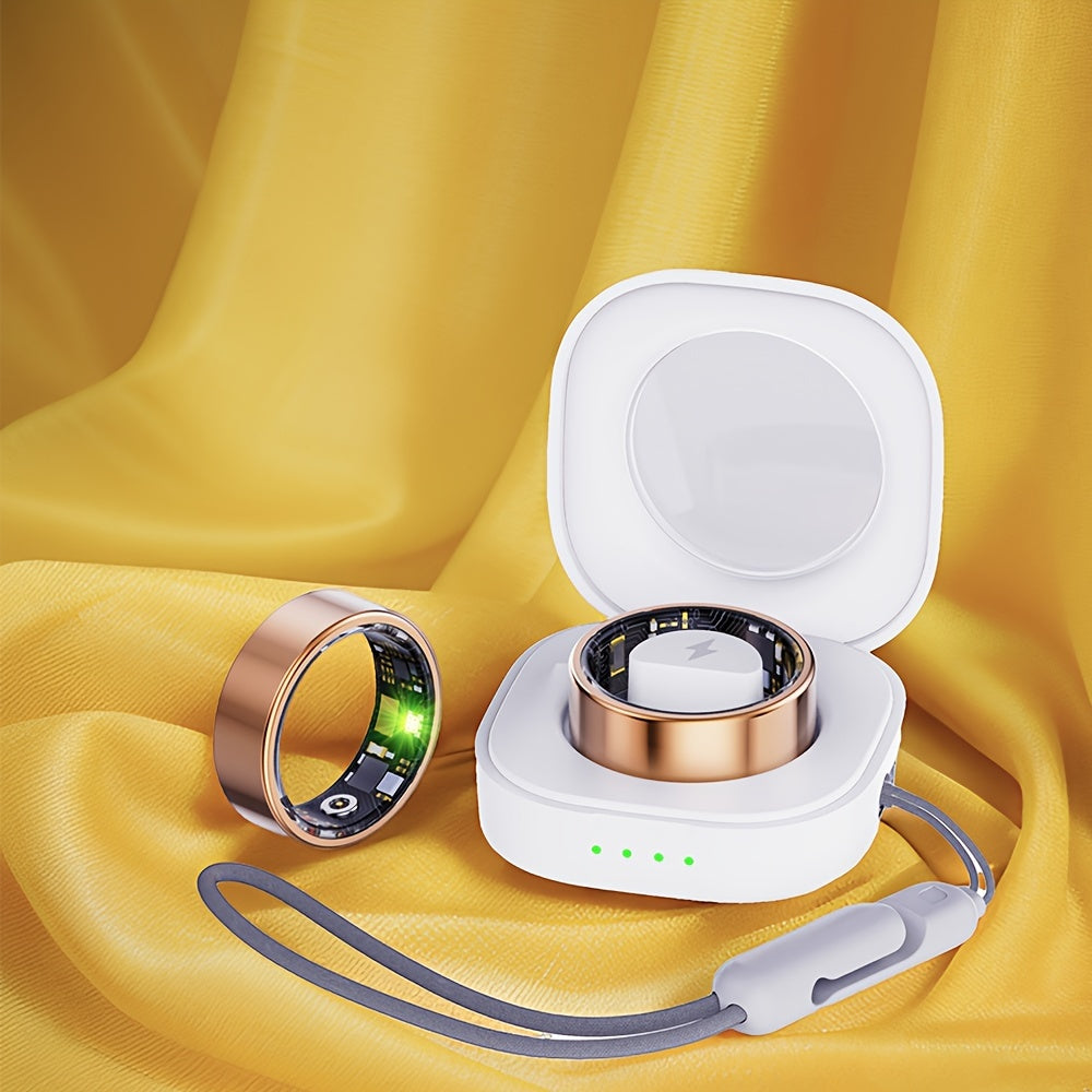 Bague connectée d’activité physique avec boîtier de charge, dorée